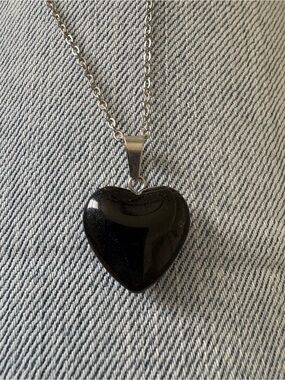 Black Obsidian Heart Pendant Necklace - Elegant Women’s Jewelry